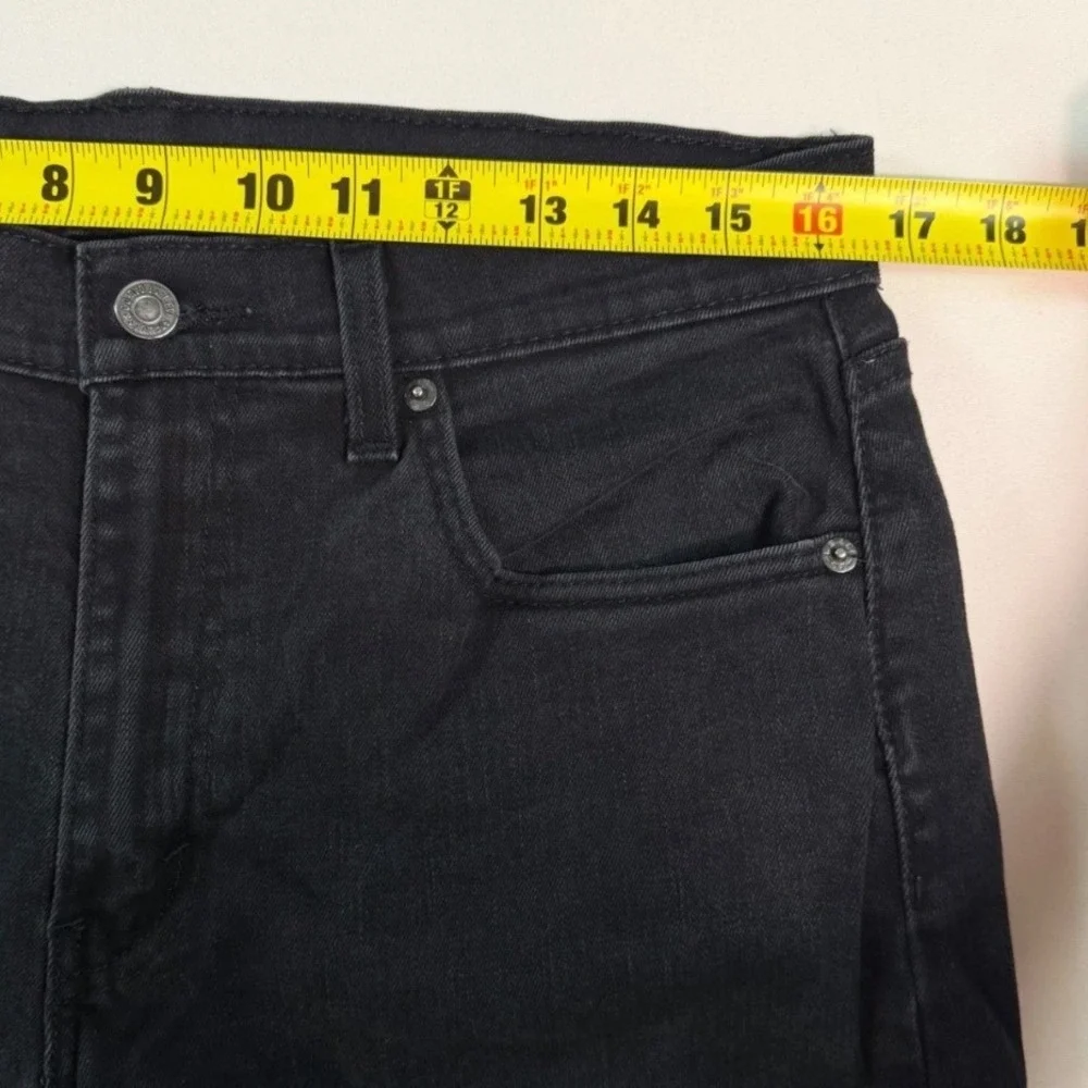 Levis 502 Regular Taper Jeans Mens 33x31 Faded Black‎ Denim Stretch Pants